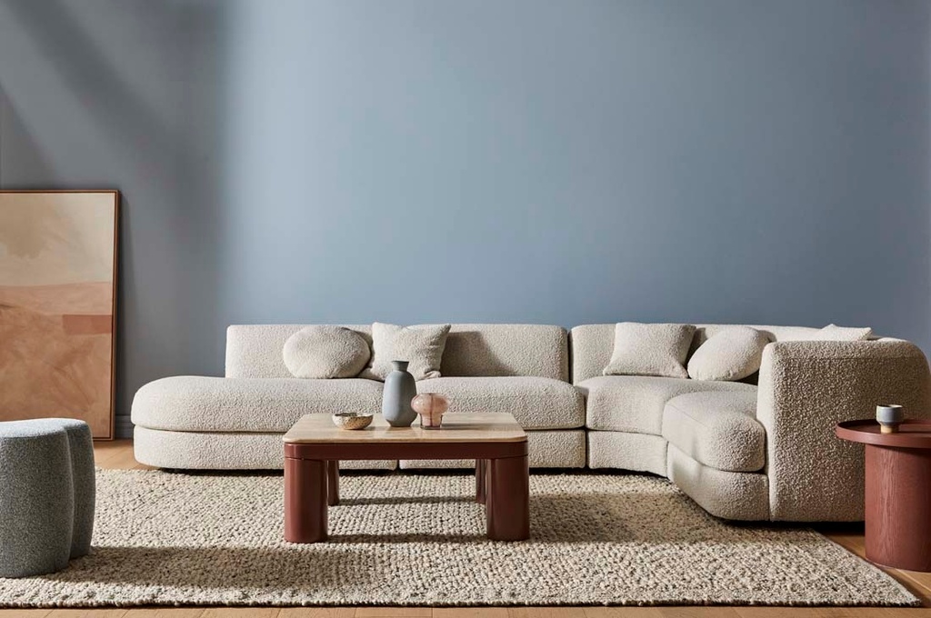 Madrid Curve 5-Seater Right Open End L Shape - Grey Speckle Boucle