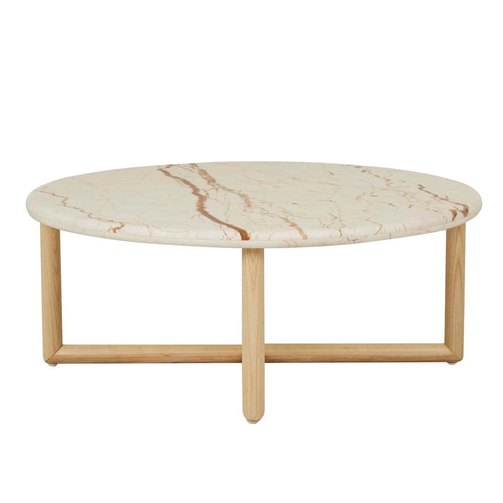 [CAMILLE-MARBLE-COFFEE-TABLE-MATT-BROWN-VEIN-MARBLE-NATURAL-ASH-CTO-CAMI-MAR-NATURAL-ASH] Camille Marble Coffee Table - Matt Brown Vein Marble - Natural Ash