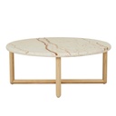 Camille Marble Coffee Table - Matt Brown Vein Marble - Natural Ash