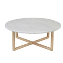 Camille Marble Coffee Table - Matt White Marble - Natural Ash