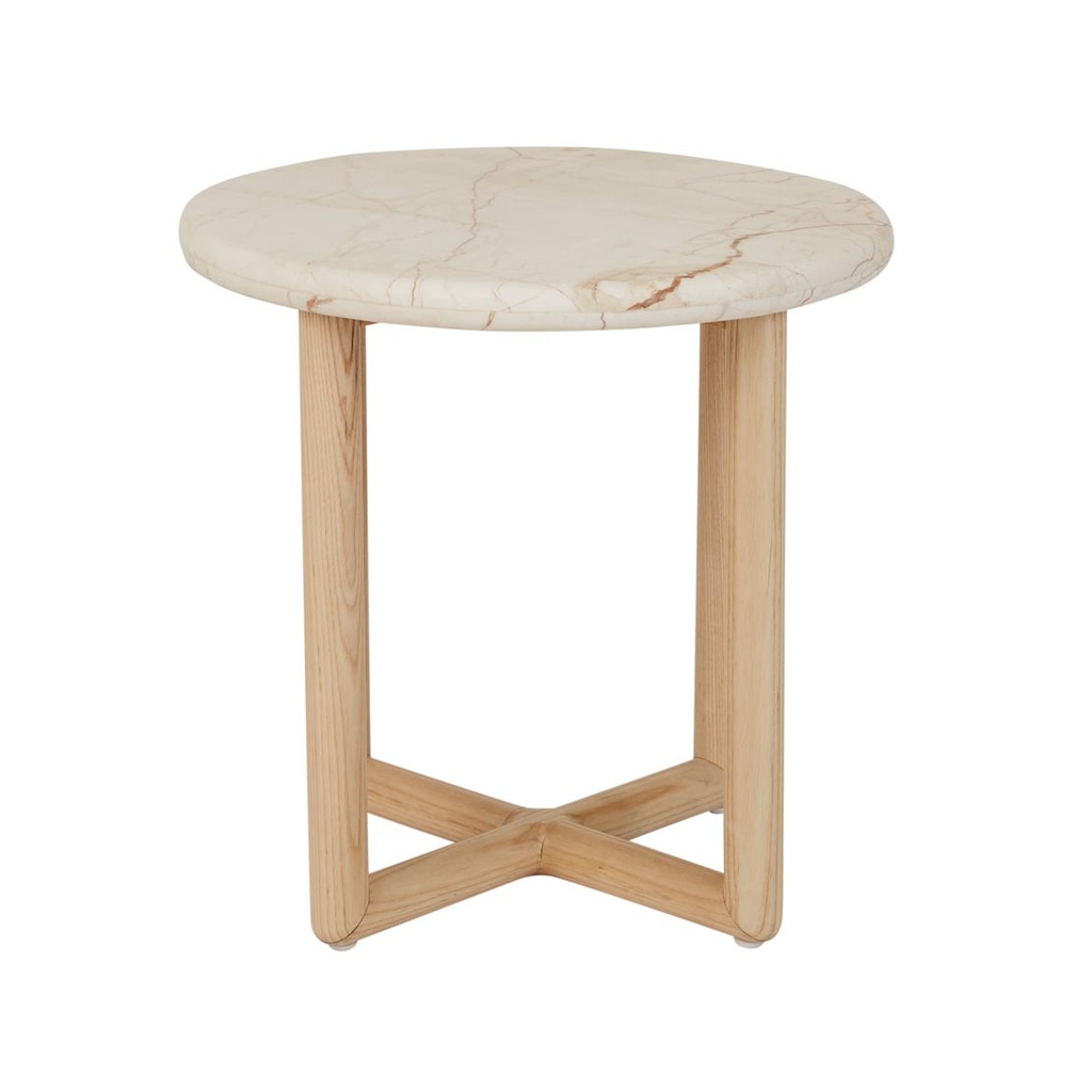 [CAMILLE-MARBLE-SIDE-TABLE-BROWN-VEIN-MARBLE-NATURAL-ASH-LTO-CAMI-MAR-X-NATURAL-ASH] Camille Marble Side Table - Brown Vein Marble - Natural Ash