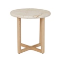 Camille Marble Side Table - Brown Vein Marble - Natural Ash