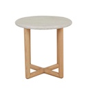 Camille Marble Side Table - Matt White Marble - Natural Ash