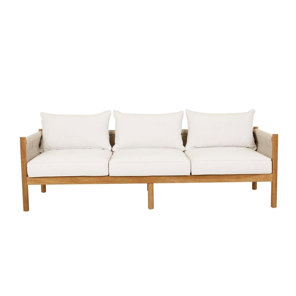 [CANNES-ROPE-3-SEATER-SOFA-SAND-NATURAL-TEAK-SOF-CANNES-ROPE-3S-NATURAL-TEAK] Cannes Rope 3 Seater Sofa - Sand - Natural Teak