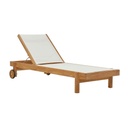 Cannes Sling Sunbed - White - Natural Teak