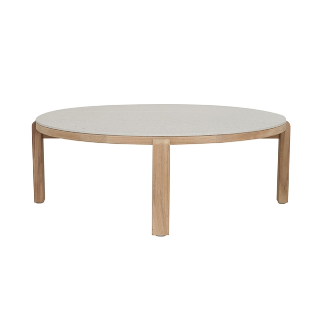 [CANNES-QUADRA-RND-COFFEE-TABLE-CREMA-NATURAL-TEAK-CTO-CANNES-QUAD-RD-NATURAL-TEAK] Cannes Quadra Round Coffee Table - Crema - Natural Teak