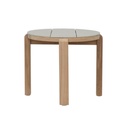 Cannes Quadra Round Side Table - Crema - Natural Teak