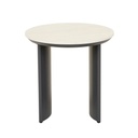 Caspian Side Table - Faux White Travertine - Iron Stone