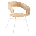 Charlotte Dining Armchair - Natural Rattan - White